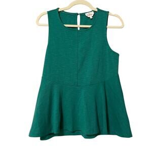Anthropologie Deletta Green Sleeveless Peplum Blouse Womens S Y2K Twee Preppy